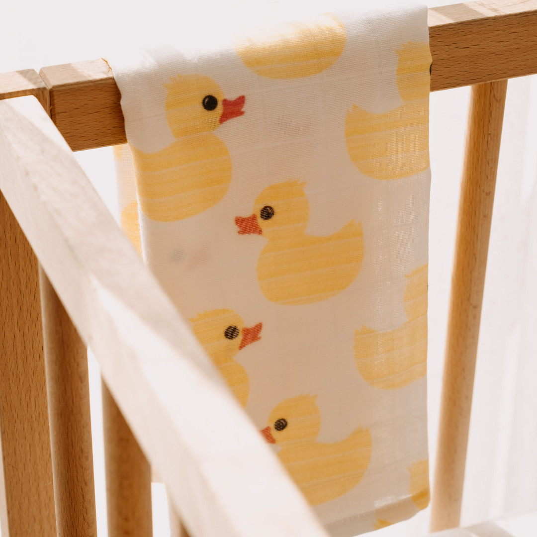 Muslin Square Baby Burp Cloth - Set of 3 - Yellow Rubber Duck